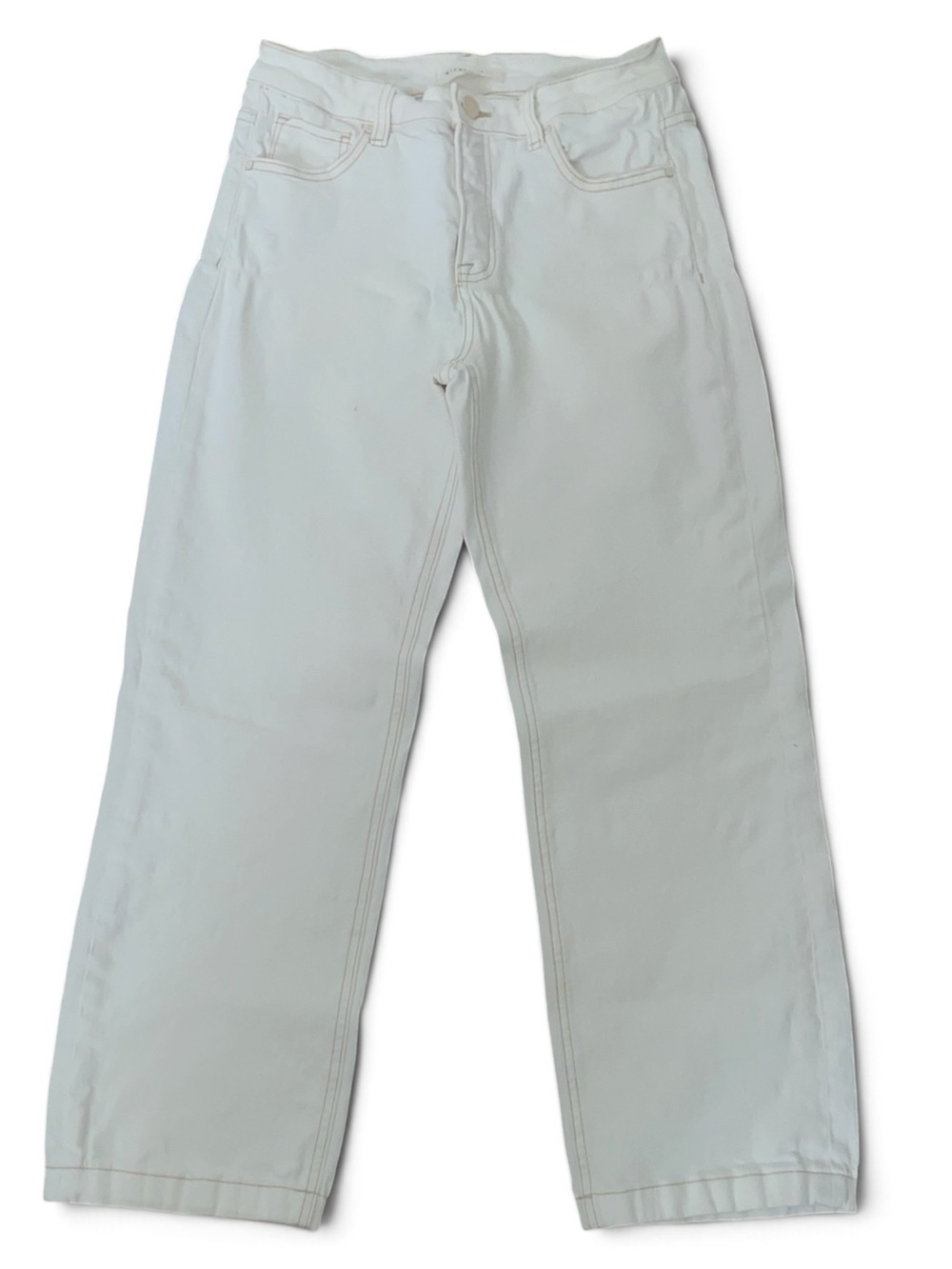 RISEN White Wide Leg Jeans Size 7/28 High Rise Cropped Denim Pants